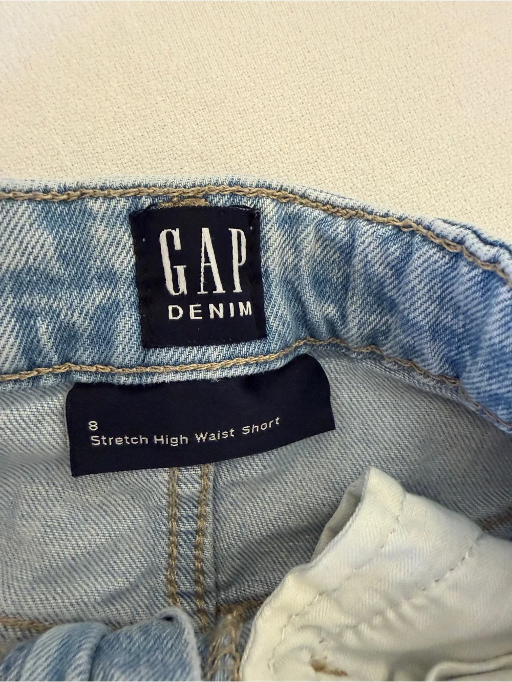 Gap Kids Denim Stretch High Waist Distressed Shorts Girls Size 8 Light Wash